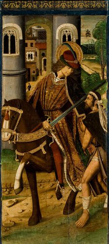 Saint Martin Sharing his Cloak, c1498. Creator: Jiménez (Ximénez), Miguel (active 1462-1505).