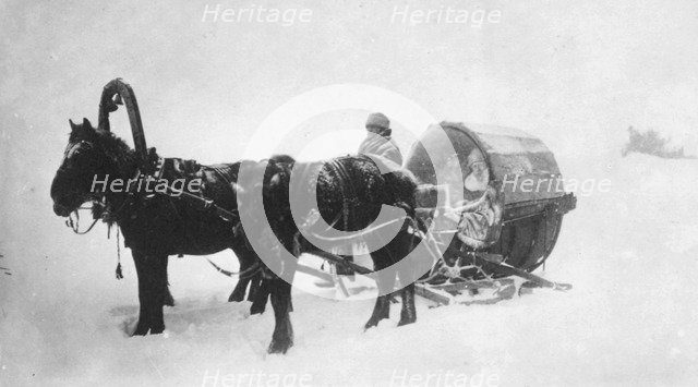 Horse-drawn sledge (kibitka), Siberia, Russia, 1890s. Artist: Unknown