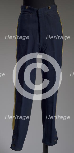 US Cavalry officer's uniform riding pants worn by John H. Alexander, ca. 1890. Creator: John G. Haas.