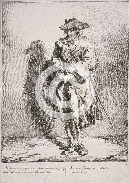 Flint and steel seller, Cries of London, 1760. Artist: Paul Sandby
