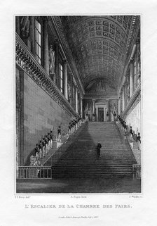 The Staircase of the Chambre des Pairs, Paris, France, 1829.Artist: J Winkle