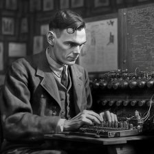 AI IMAGE - Alan Turing at Bletchley, 1940s, (2023).  Creator: Heritage Images.