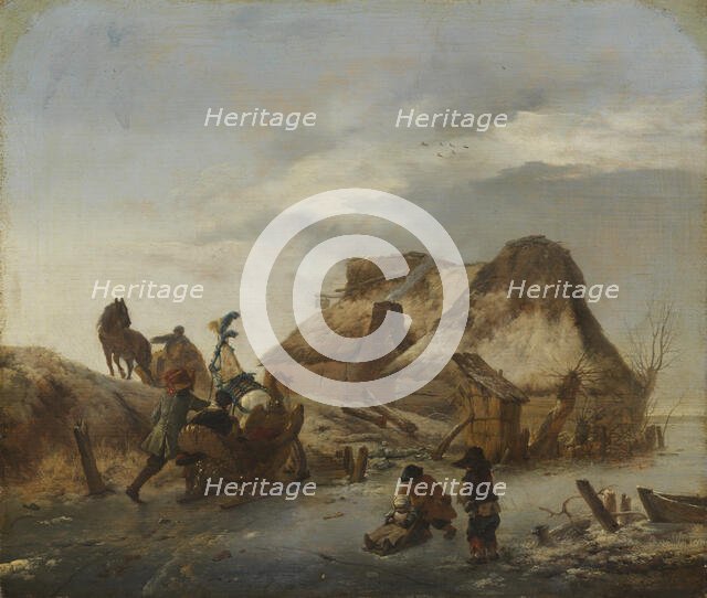 A Nobleman's Sleigh on the Ice, c.1646-1646. Creator: Philip Wouverman.