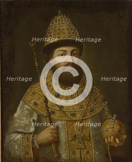 Portrait of the Tsar Alexis I Mikhailovich of Russia (1629-1676), ca 1675. Artist: Anonymous  