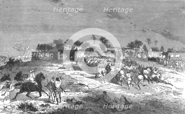 ''Attack on Sansandig by Ahmadou's army; Journey from the Senegal to the Niger', 1875. Creator: Unknown.