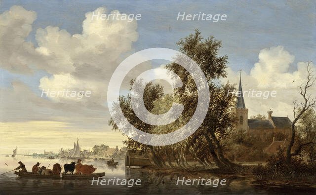 River Landscape with a Ferry, 1650. Creator: Salomon Ruysdael.