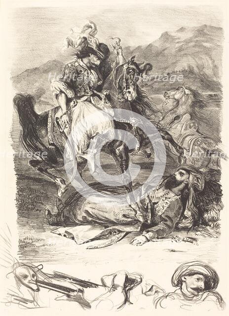 The Battle of the Giaour and the Pasha (Combat du Giaour et du Pacha), 1827. Creator: Eugene Delacroix.