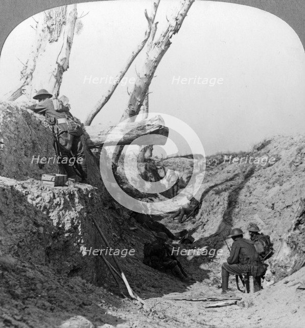 Holding the line at Dickebusch, Flanders, Belgium, World War I, 7 June 1917. Artist: Realistic Travels Publishers