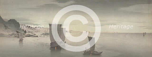 Ships anchored offshore, Between 1900 and 1915. Creator: Ohara, Koson (1877-1945).