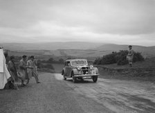 Riley Kestrel of A Bassett competing in the South Wales Auto Club Welsh Rally, 1937 Artist: Bill Brunell.