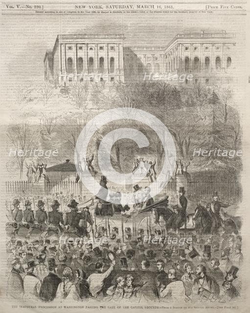 The Inaugural Procession at Washington Passing the Gate of the Capital Grounds, 1861. Creator: Winslow Homer (American, 1836-1910).