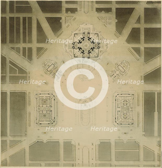 Civic Center, Plan of Chicago, Chicago, Illinois, Site Plan, 1909. Creator: Daniel Burnham.