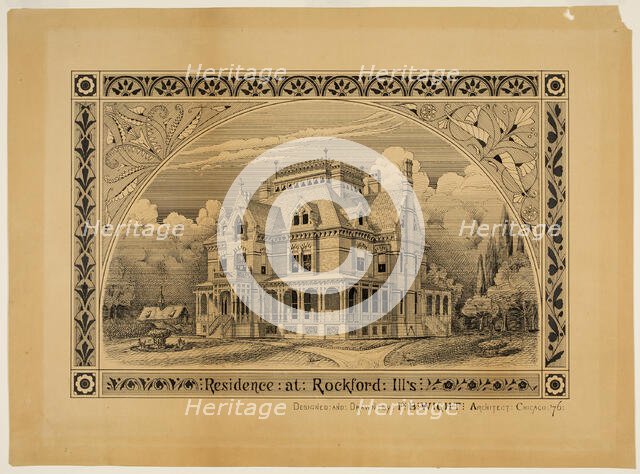 N. C. Thompson House, Rockford, Illinois, Perspective, 1876. Creator: Peter Bonnett Wight.