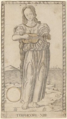 Terpsicore (Terpsichore), c. 1465. Creator: Master of the E-Series Tarocchi.