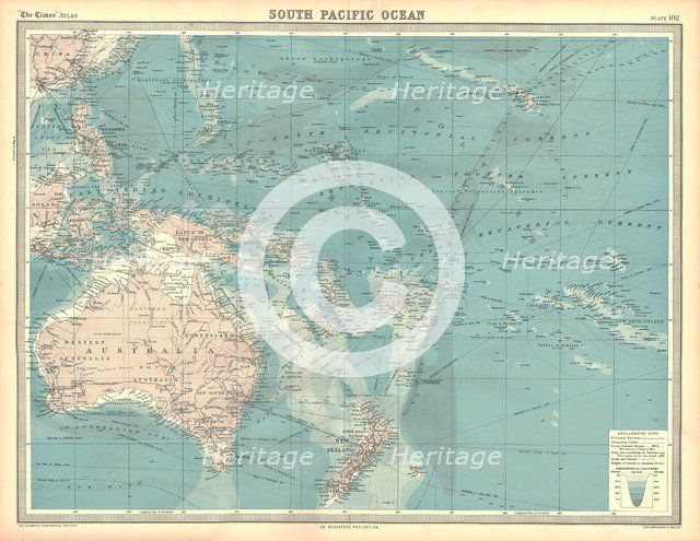 Map of the South Pacific Ocean. Artist: Unknown.