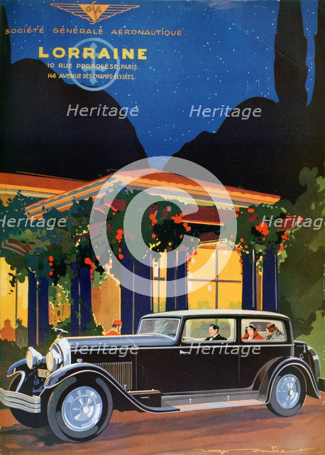 Poster, Lorraine, Societe Generale Aeronautique, 1928. Artist: Roger Soubier