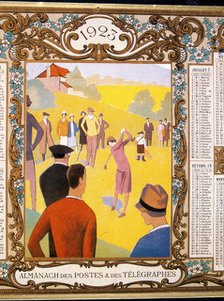 Calendar with a golfing theme, French, 1923. Artist: Unknown