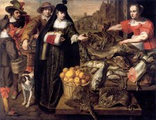 A lady at the fish market in Antwerp, 1630-1640. Creator: Utrecht, Adriaen van (1599-1652).