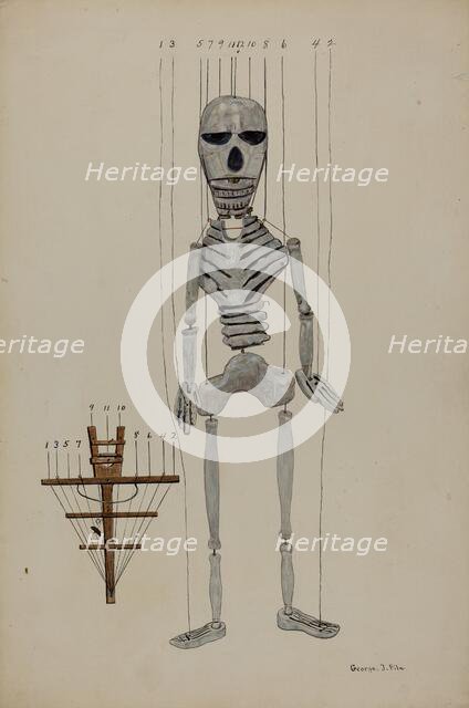 Skeleton Marionette, c. 1936. Creator: George File.