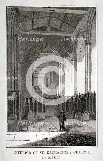 Interior of the Church of St Katherine by the Tower, Stepney, London, 1810. Artist: JWA