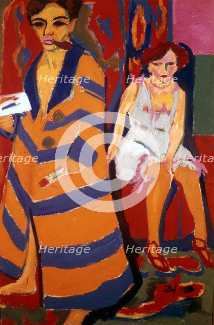 'Self Portrait with a Model', 1907. Artist: Ernst Kirchner