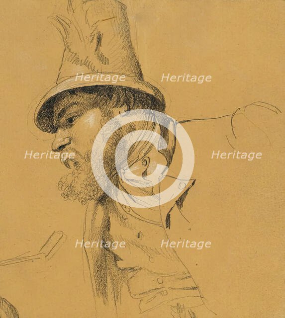 Head study for the “Scene from the Tyrolean Struggle for Freedom”, around 1840. Creator: Johann Peter Krafft.