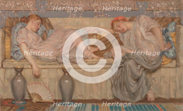 Beads (study);Two Women on a Sofa, 1875, ca. 1875. Creator: Albert Joseph Moore.