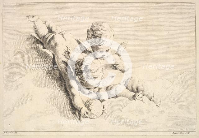 Two Cupids, One Holding a Ball, mid to late 18th century. Creator: Jacques Gabriel Huquier.