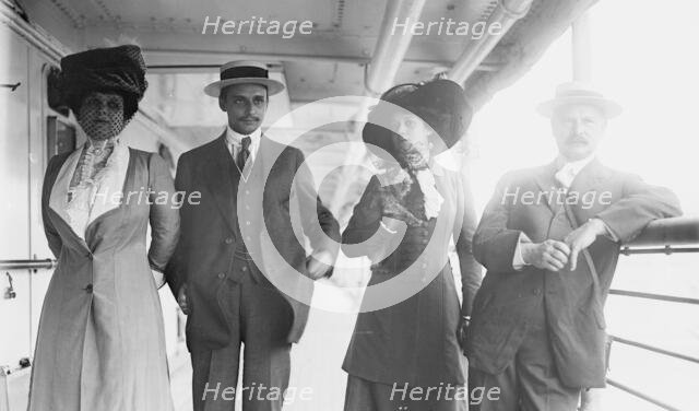Mrs. G. Gould, Jay Gould, Marjorie Gould, and Geo. Gould, in boat deck, 1911. Creator: Bain News Service.