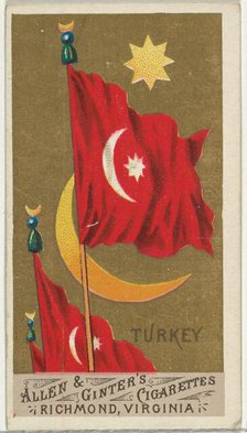 Turkey, from Flags of All Nations, Series 1 (N9) for Allen & Ginter Cigarettes Brands, 1887. Creator: Allen & Ginter.