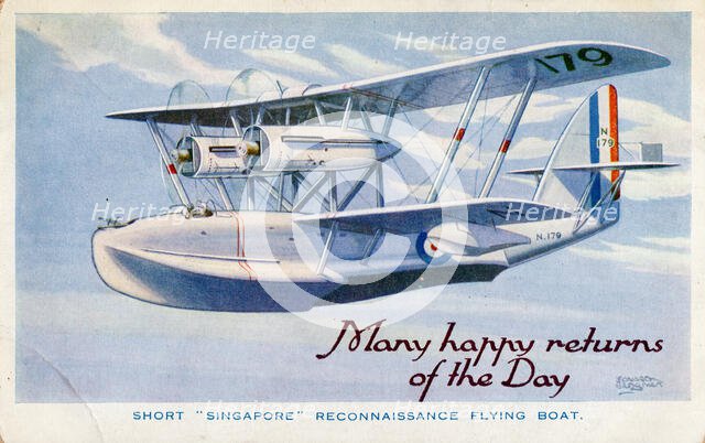Short Singapore Reconaissance Flying Boat, 1930s. Creator: Unknown.