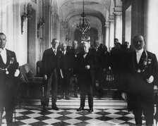 Woodrow Wilson and David Lloyd George at the Trianon Palace, Versailles, 1917. Artist: Unknown