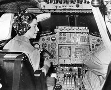 Princess Margaret in the cockpit of Concorde 002, Fairford, Gloucestershire, 1972. Artist: Unknown