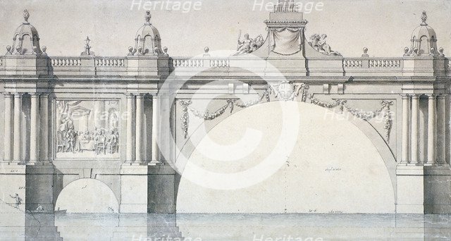 Design by Robert Mylne for a section of Blackfriars Bridge, London, 1759. Artist: Robert Mylne II