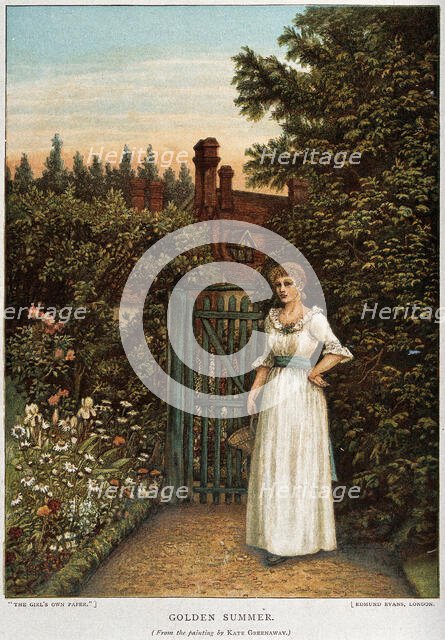 A young woman waiting in a garden by the gate, c1880s. Creator: Unknown.