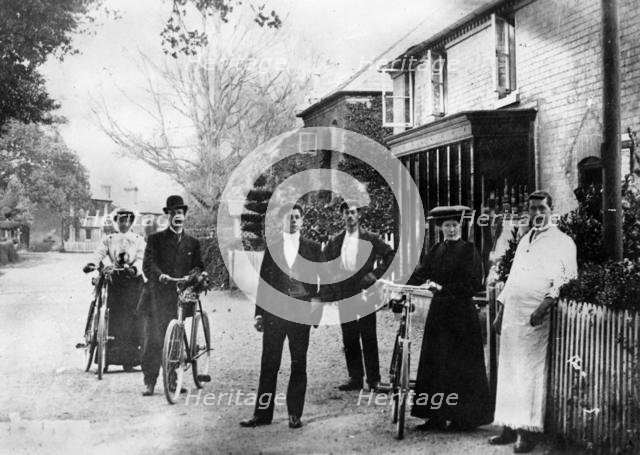 Group of Edwardian cyclists at Exbury in Hampshire. Creator: Unknown.