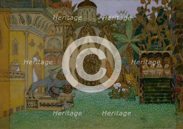 Stage design for the opera The Legend of the Invisible City of Kitezh and the Maiden Fevronia by N. Rimsky-Korsakov, 1907. Artist: Vasnetsov, Appolinari Mikhaylovich (1856-1933)