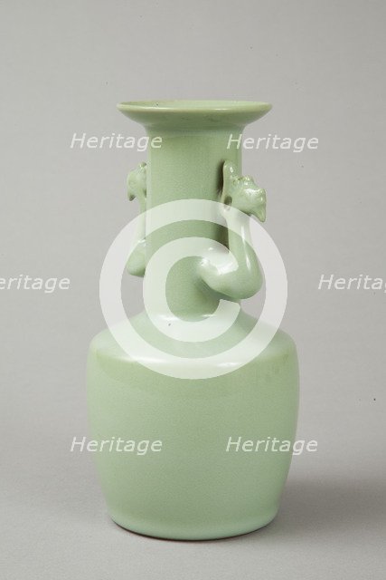 Celadon mallet vase with phoenix's head handles, 20th century. Artist: Suwa Sozan.