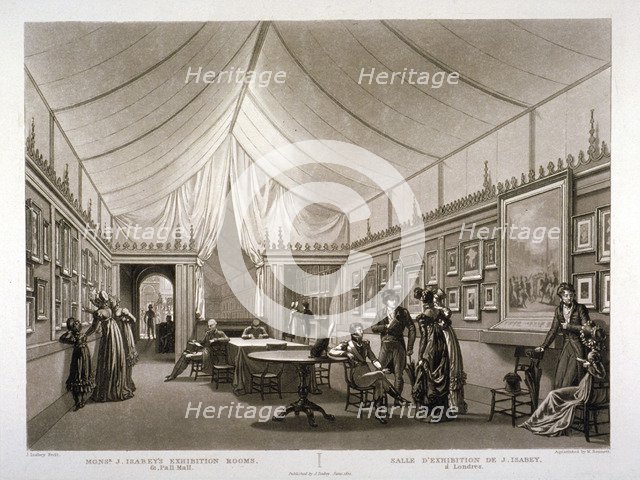 J Isabey's exhibition rooms on Pall Mall, Westminster, London, 1820.                                 Artist: William James Bennett