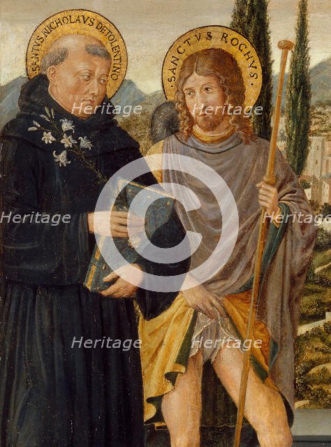Saints Nicholas of Tolentino, Roch, Sebastian, and Bernardino of Siena..., 1481. Creator: Benozzo Gozzoli.