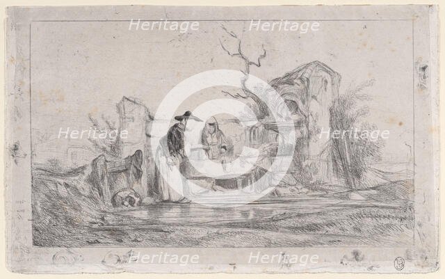 The Washerwomen, 1833-38. Creator: Alexandre Gabriel Decamps.