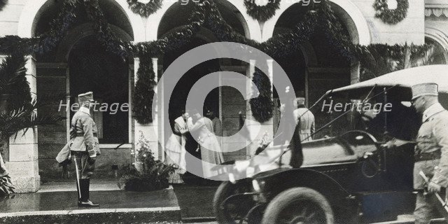 Archduke Franz Ferdinand of Austria arriving at his hotel in Sarajevo, 28 June 1914. Artist: Unknown