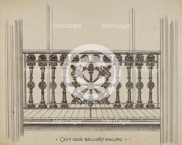Cast Iron Balcony Rail, c. 1936. Creator: Lucien Verbeke.