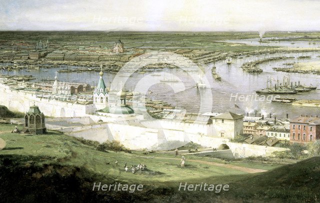 'View of Nizhny Novgorod', 1878.  Artist: Aleksey Bogolyubov