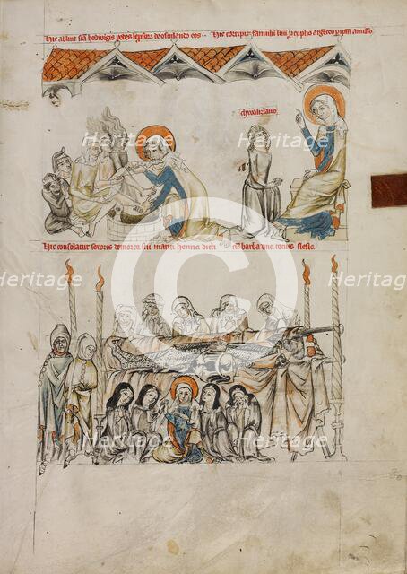 Saint Hedwig Washing the Feet of Lepers: The Burial of Saint Hedwig's Husband Heinrich, 1353. Creator: Unknown.