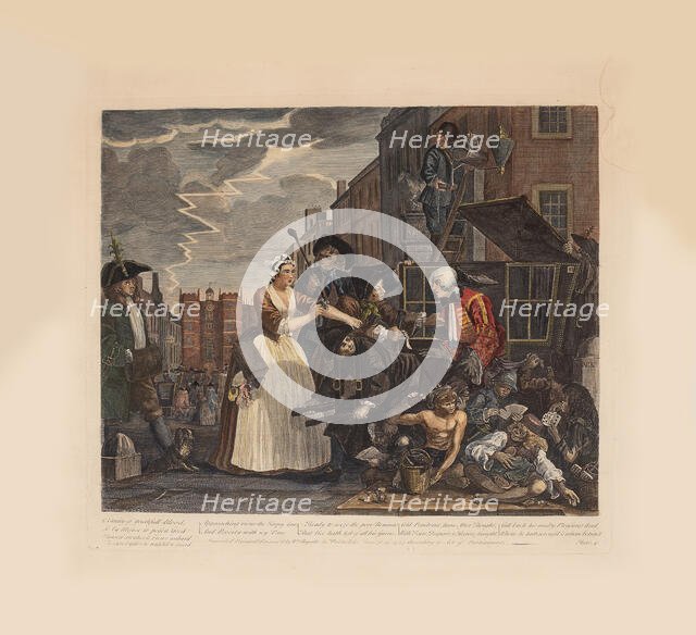 A Rake's Progress, Plate 4: Arrested For Debt, ca 1735. Creator: Hogarth, William (1697-1764).