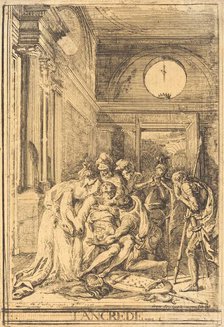 The Death of Tancred, 1760. Creator: Gabriel de Saint-Aubin.