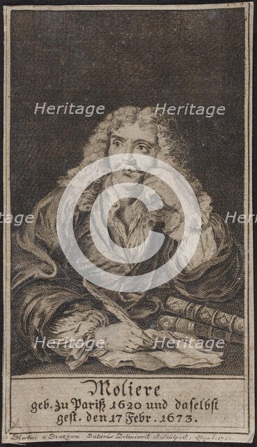 Portrait of the author Moliére (1622-1673), 1751. Creator: Anonymous.