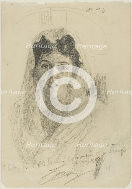 Head of a Woman (en Face), 1907. Creator: Anders Leonard Zorn.