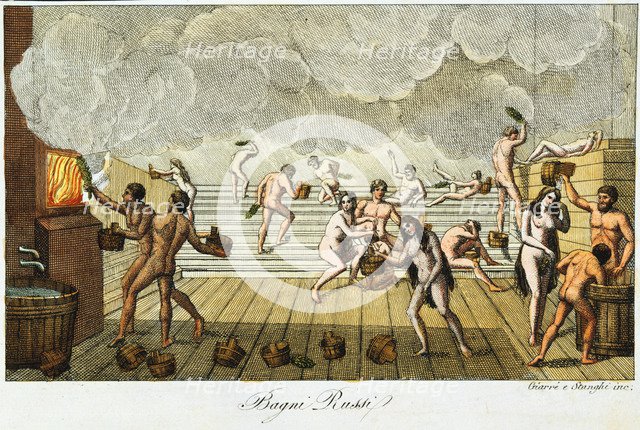 Finnish or Russian bath, 19th century. Artist: Unknown